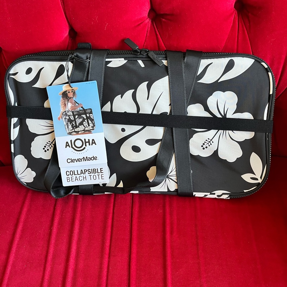 Aloha + CleverMade Collapsible Beach Tote NWT